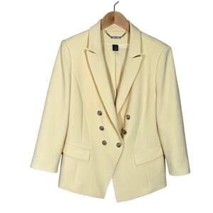 White House Black Market Trophy Blazer Yellow 3/4 Sleeve Sz12